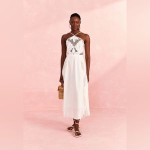 Off-White Embroidered Midi Dress